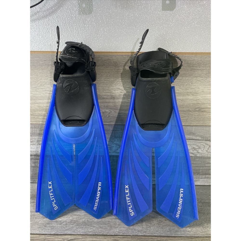 U.S. Divers Splitflex Diving Swimming Fins Flippers Blue Size S Small 3-6 w‎ Bag
